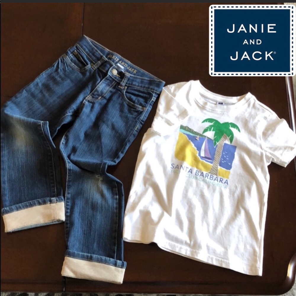 Janie and Jack Blue jeans and t-shirt Size 6